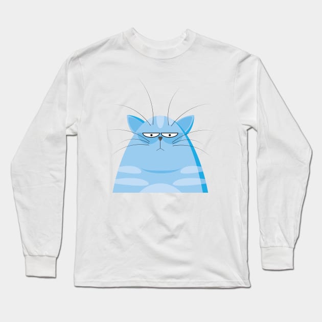blue cat sleepless Long Sleeve T-Shirt by RookiesCrafts